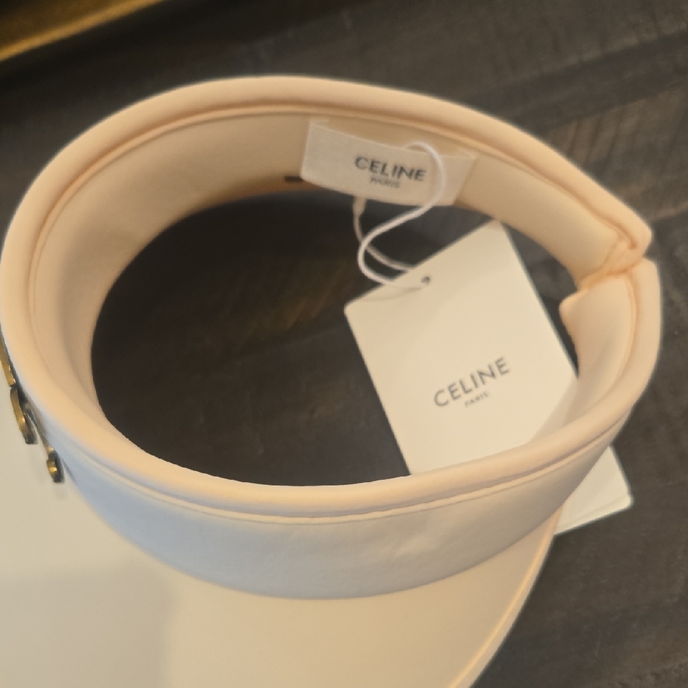 Celine Cream Visor with Gold Triomphe Plaque - Picture 6 of 8